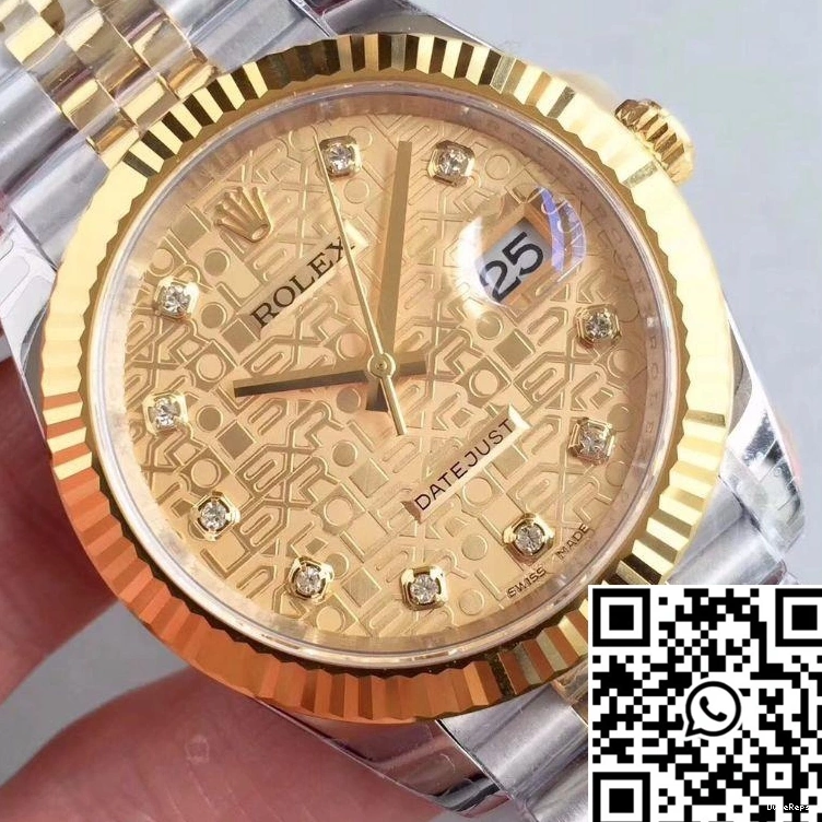 EW Datejust Gold 41MM Rolex Textured Factory Dial Diamond-studded 126333-0003 1217
